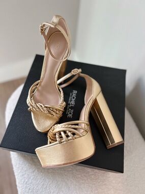 Rachel Zoe sz 8 NEW IN BOX GOLD KINSLEY PLATFORMS
